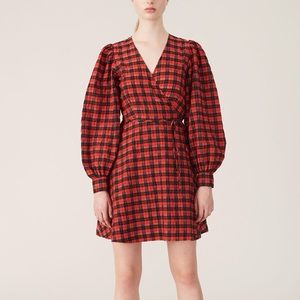 Ganni Seersucker Wrap Dress